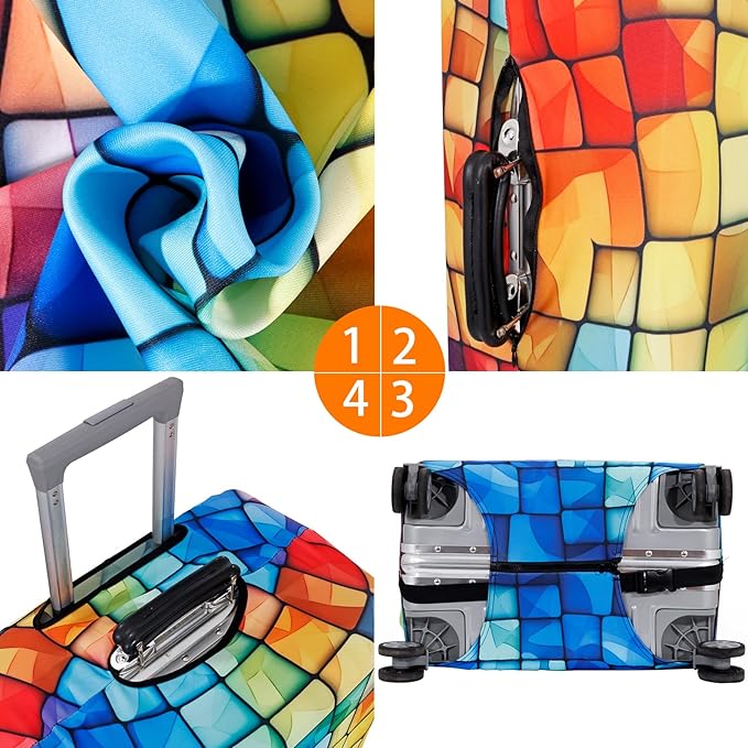 MosaiRudo Travel Luggage Covers For Suitcase Tsa Approved,Suitcase Cover Protector Fit 18-32 Inch Luggage Travel Accessories (T2481, M)