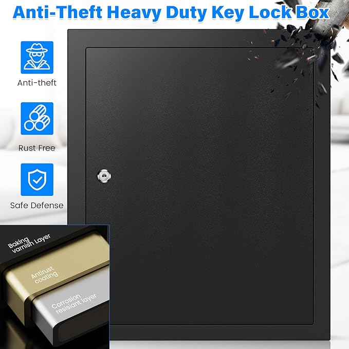 125 Keys Key Lock Box Wall Mount, Anti-Theft Key Organizer with Colored Key Tags and Key Drop Slot, Conveniently Key Cabinet for Car Garage House Rental Office Business