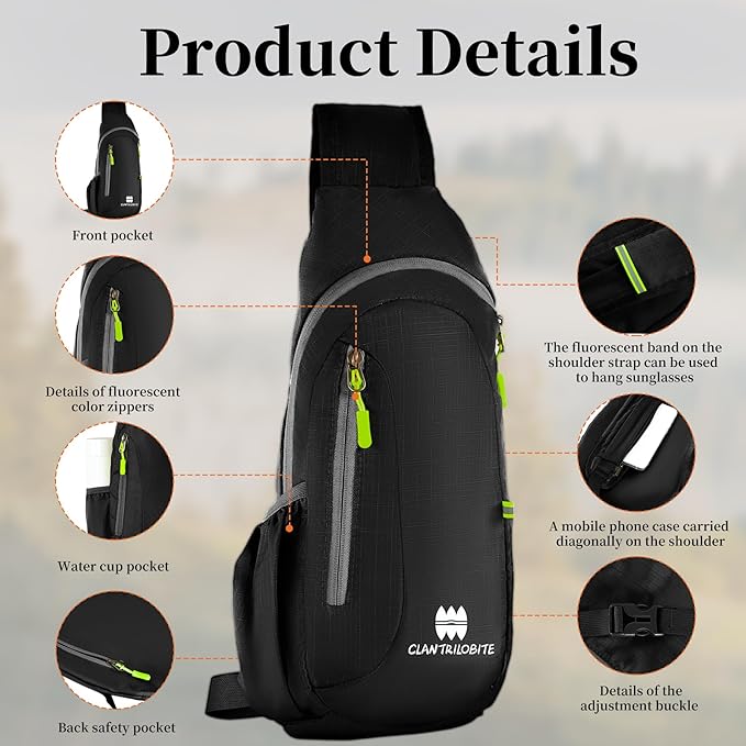 Small Sling Backpack, Lightweight Crossbody Backpack,Foldable Cross Body Bag for Men Women,Shoulder Bag for Sport Outdoors Hiking Traveling