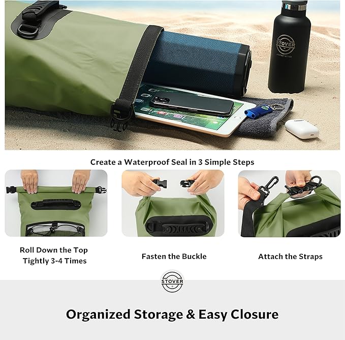STOVER 5/10/25/30/40/55L Waterproof Backpack- Floating Dry Bag for Kayaking, Travel, Beach, Hiking, & Camping, Men/Women