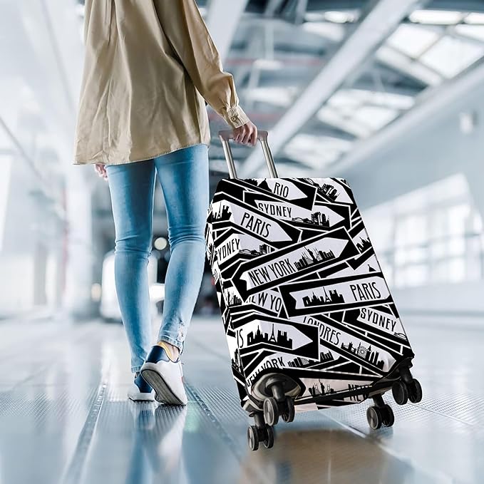 Travel Luggage Cover Suitcase Protector Fits 18-32 Inch Wheel Covers PatternedTravel Related Items Flower Luggage Protector Elastic M