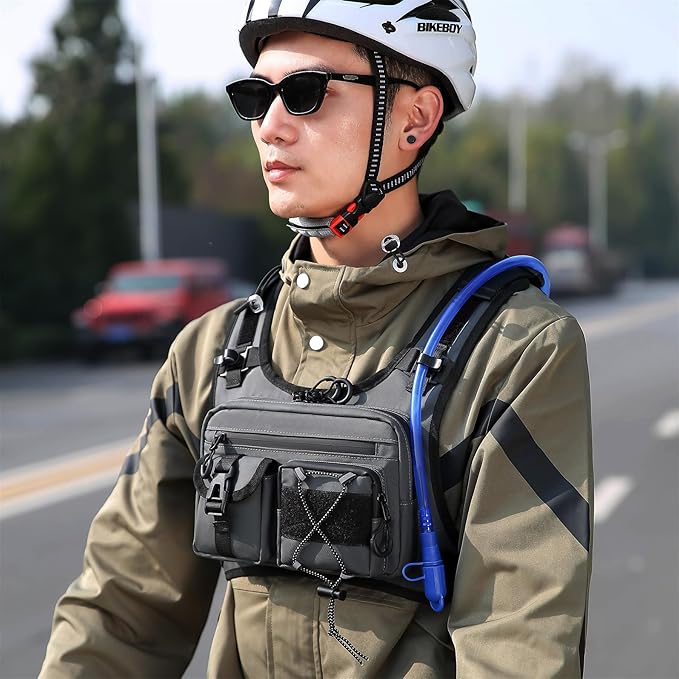 USA Original Patent Running Hydration Vest Backpack, Lightweight Chest Pack with 2.0L Water Bladder Bag Daypack for Hiking Running Cycling Race Marathon for Women Men