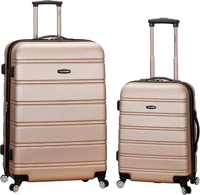 Rockland Melbourne Hardside Expandable Spinner Wheel Luggage, Champagne, 2 Piece (20/28)