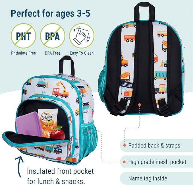 Wildkin 12-inch Kids Backpack – Padded, Adjustable, Ideal for Daycare & Travel - Modern