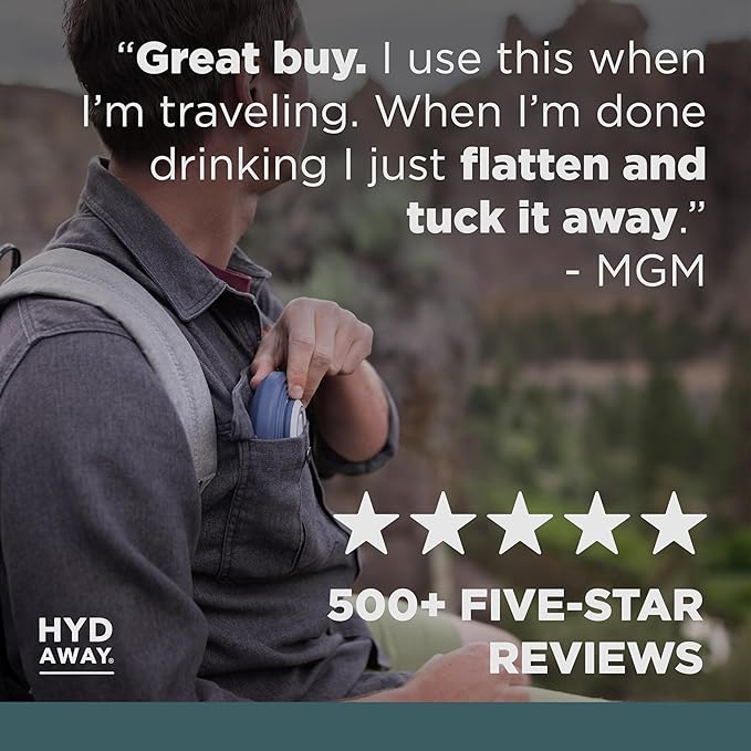 HYDAWAY 17oz Collapsible Water Bottle - BPA-Free, Leakproof, Lightweight, and Space-Saving - Perfect for Travel, Hiking, and Everyday Hydration