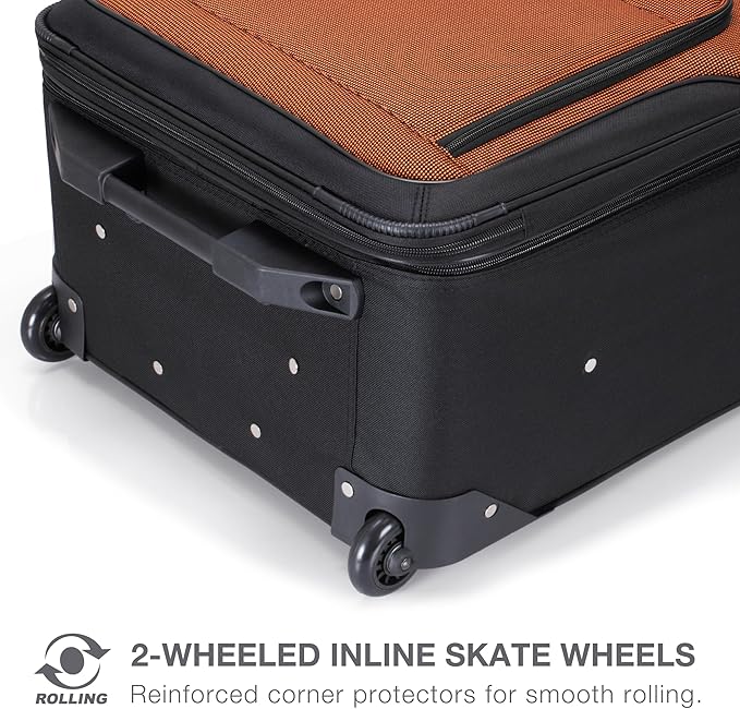 Travel Select Amsterdam Softside Expandable Rolling Luggage Set, 2-Piece Upright Suitcases with 2-Wheel Design, Lightweight Durable Polyester, Burgundy