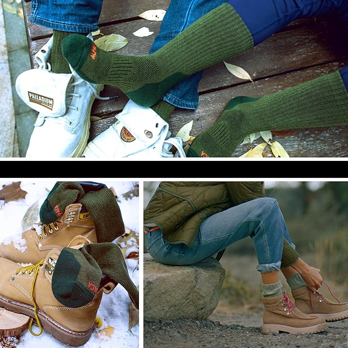 Alpaca Wool Hunting Socks 2 pairs for Men Women, Thermal Warm Compression Thick Winter Cushioned Hiking Boot Moisture Wicking