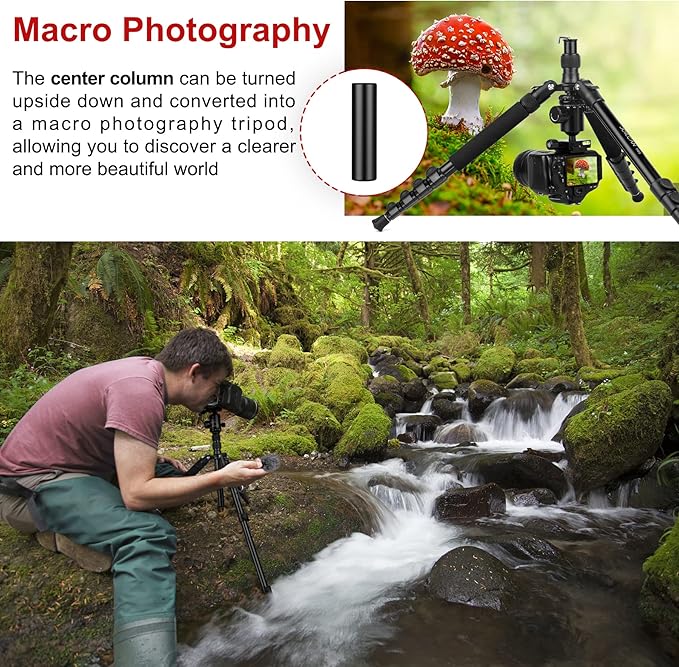 Tripod for Camera, 81" Camera Tripod Stand, 83 inch DSLR Tripods & Monopods, Aluminum Heavy Duty Tripod for Binocular Spotting Scope Telescope Phone