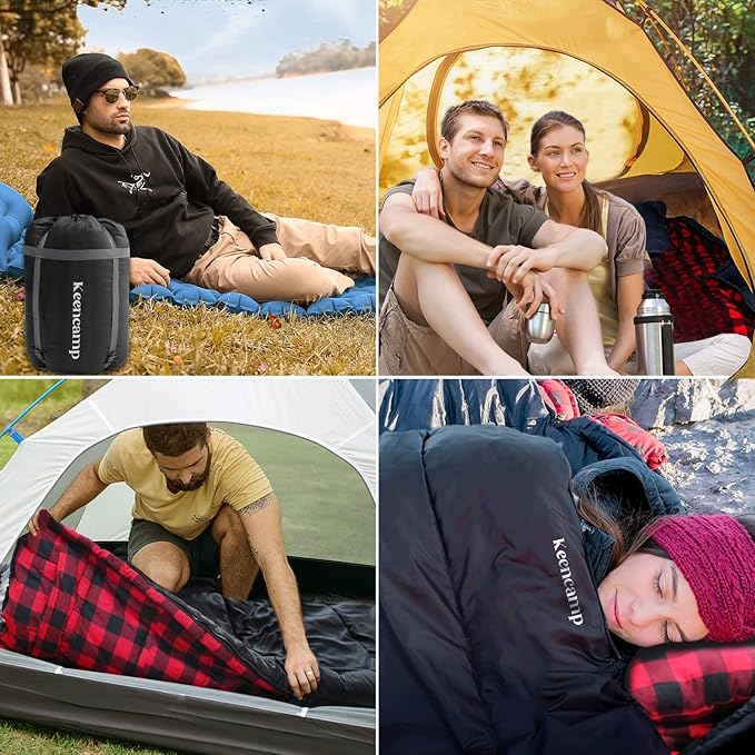 0 Degree Sleeping Bag Cotton Flannel Winter Cold Weather for Adults XXL Sleeping Bag 4 Season Big and Tall with Pillow Compression Sack