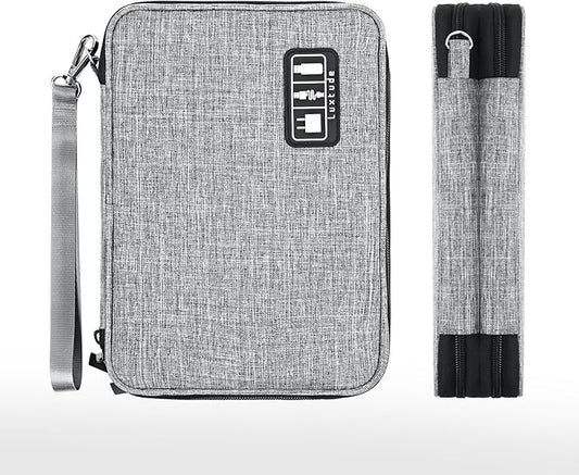 Luxtude Electronics Organizer, Portable Cable Organizer Bag for iPad 7.9'', Double Layer Travel Tech Bag&Cord Storage, Compact Cord Case&Charger Pouch,Electronics Carring Case for Phone/USB
