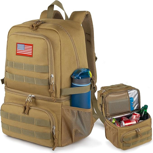 Tactical Double Deck Cooler Backpack for Men,Large Lunch Backpack with 2 Compartment,Soft Cooler Bag