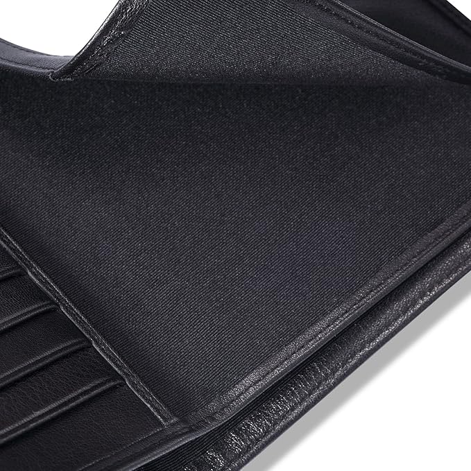 HISCOW Italian Leather Passport Holder for Travel - RFID Blocking Wallet Cover with Secure Organizer for Men & Women, US & Foreign Trips, Black