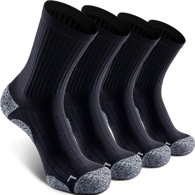 Elite Cushioned Compression Mid-crew Socks 4-Pack for Youth Women Men