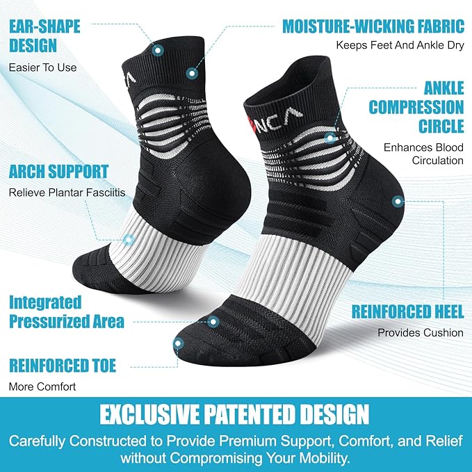 NEENCA Medical Compression Socks for Women & Men Circulation—2 Pairs, Ankle Compression Stockings for Pain Relief, Plantar Fasciitis, Swelling, Running, Nurses, Travel, Pregnancy, Flying. 20-30 mmHg