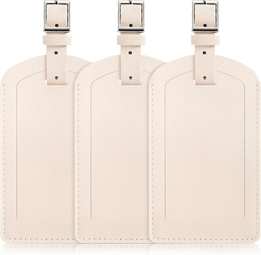 3 Pack Luggage Tags for Suitcases, TSA Approved Bag Tags, Baggage Tags with Privacy Protection, Travel Essentials Luggage Accessories, Ivory