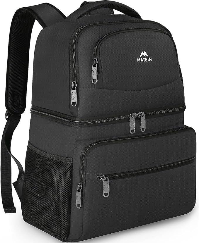 MATEIN Cooler Backpack, 26 Cans Insulated Lunch Backpack for Men Women, Leakproof Double Layer Lunch Cooler Bag Lightweight Soft Lunch Backpack with Cooler Compartment, Beach Camping Hiking Beer Gifts