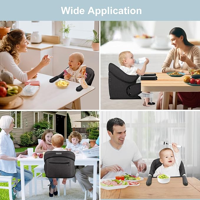 Hook On High Chair, Jozzve Baby High Chair, Portable High Chair for Travel, Foldable Fast Table Chair with Storage Bag, Baby Feeding Seat Clip On High Chair for Home and Travel (Brown)