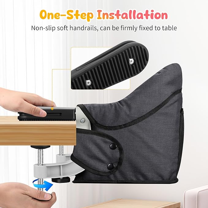 Toogel Hook on High Chair: Portable & Foldable High Chair for Babies & Toddlers 6-36 Months, 37 lbs, Black
