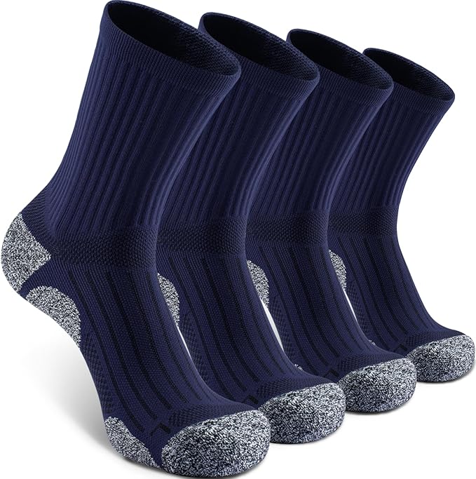 Elite Cushioned Compression Mid-crew Socks 4-Pack for Youth Women Men