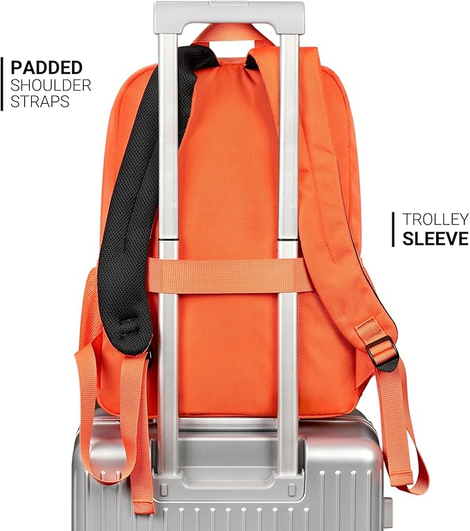ZORFIN 26L Backpack for College, and Travel: Water Resistant Bookbag - Tangerine