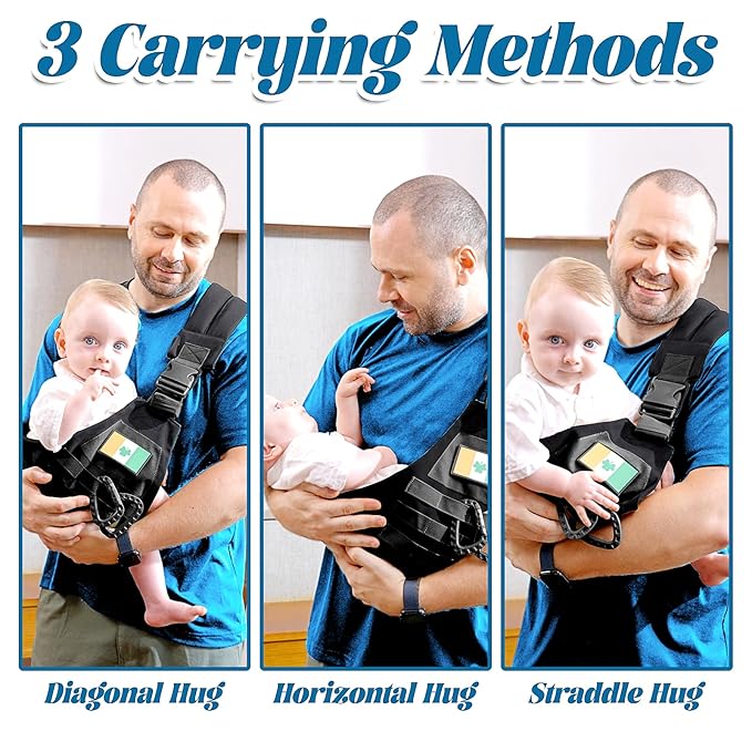 Baby Sling Carrier, Adjustable Non-Ship Hip Seat Toddler Carriers with Carabiners for 3-48 Months 10-30Ibs Infants Boys Girls (Black)