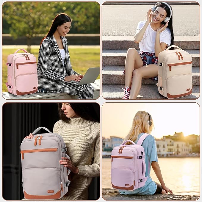 50L Travel Backpack with USB Charging Port, Water-Resistant Carry On Backpack for Men Women, Business Laptop Backpack for Trips & Commutes, Fits 18 Inch Laptop