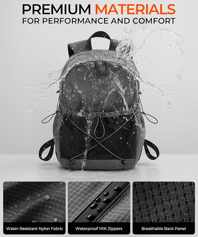 Lightweight Hiking Backpack, Camping Backpack 20L Small Backpacks Water Resistant Daypack for Women Men (Grey)