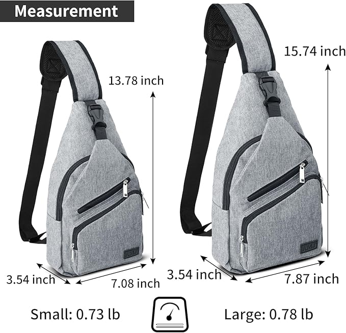 AMJ Crossbody Sling Bag Men Women, Casual Shoulder Backpack, Chest Daypack Satchel for Hiking Travel