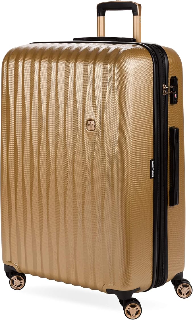 SwissGear 7272 Energie Expandable Hardside Luggage with Spinner Wheels and TSA Lock, Gold, Checked-Large 27-Inch