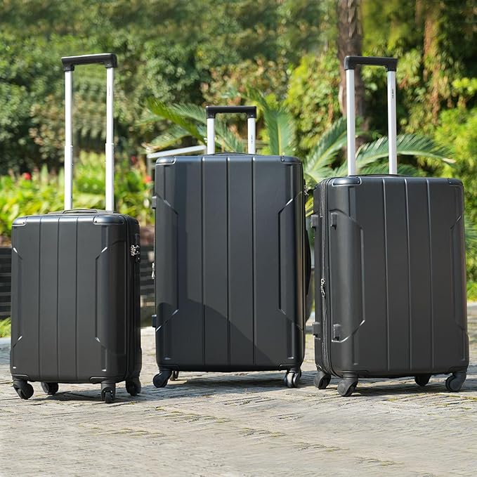 Merax 28 Inch Checked-Large Luggage with Wheels Aluminum Alloy Corner Hard Shell Suitcase TSA Luggage Suitcases for Travel Woman Men(Black)