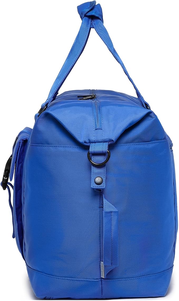 SUNNY BIRD Duffel with Utility Pouch, 40L Weekender Overnight Bag with Shoe Compartment for Travel and Sports (Blue)