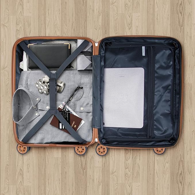 Romswi Luggage Sets 3 Piece Expandable PC+ABS Suitcases, Durable Hardshell Lightweight Suitcase Set with TSA Lock Dual Spinner Wheels, 21/24/28 Inch, Silver