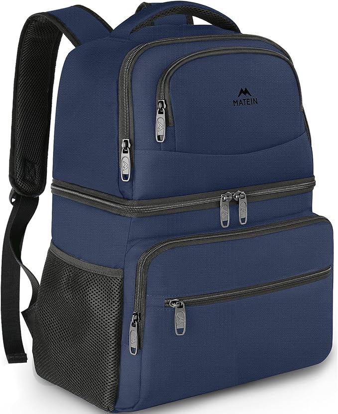 MATEIN Cooler Backpack, 26 Cans Insulated Lunch Backpack for Men Women, Leakproof Double Layer Lunch Cooler Bag Lightweight Soft Lunch Backpack with Cooler Compartment, Beach Camping Hiking Beer Gifts