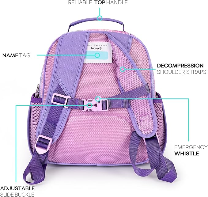 mibasies Girls Backpack 5-8: Glitter Kids Backpacks for Girls - Girl Bookbag for Elementary School - Purple