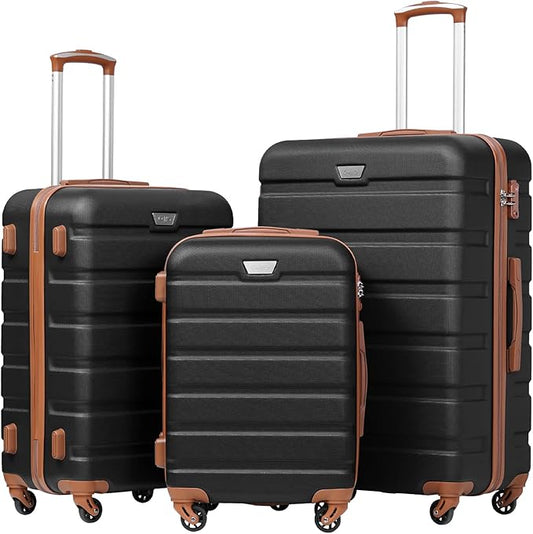 Coolife Luggage 3 Piece Set Suitcase Spinner Hardshell Lightweight TSA Lock