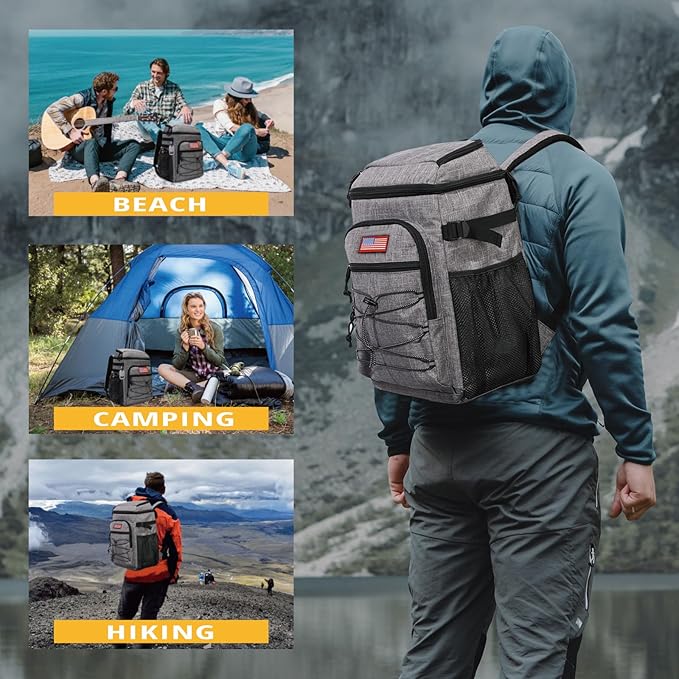 Tactical Backpack Cooler, 25L Cooler Backpack Insulated Leak-Proof, Heavy Duty Large Lunch Backpack, Waterproof Ice Chest Backpack for Men Women Adults Work Daytrip Camping Beach Hiking Accessories