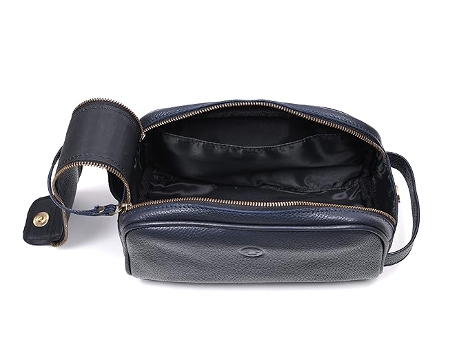10" Premium Leather Toiletry Travel Pouch With Waterproof Lining | King-Size Handcrafted Vintage Dopp - Kit Gift for Father's Day By Aaron Leather Goods