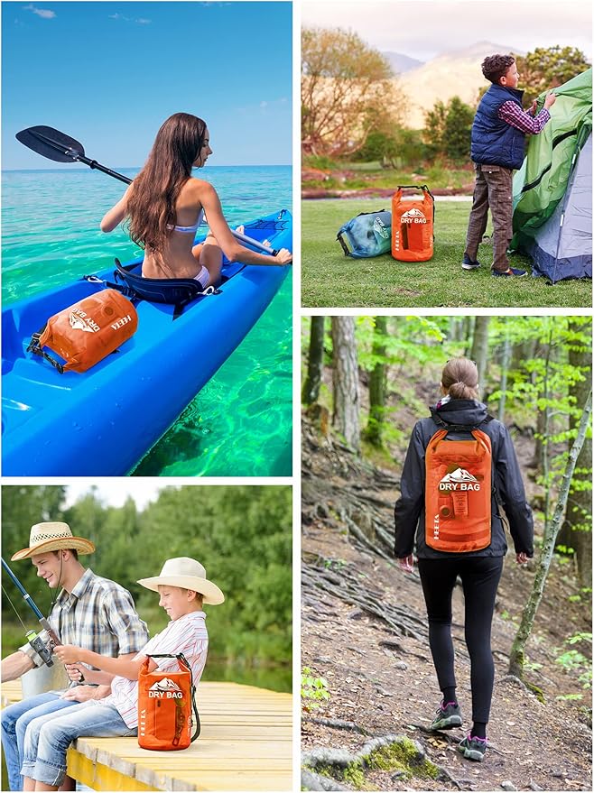 HEETA Dry Bag Waterproof for Women Men, 5L/10L/20L/30L/40L Roll Top Lightweight Dry Storage Bag Backpack with Phone Case for Travel Swimming Boating Kayaking Paddle Board Camping Beach Accessories