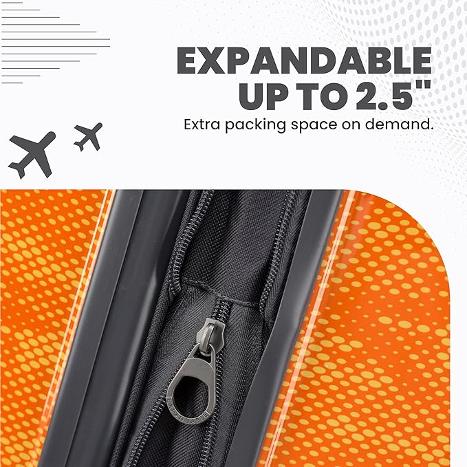 Spyder Matrix 20 Inch Carry On Expandable Hardside Upright Suitcase with 360° Spinner Wheels, TSA Approved Lock, Orange