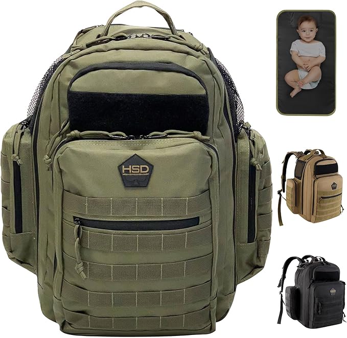 HighSpeedDaddy - Baby Diaper Backpack, Military-Grade, Waterproof, Compact Baby Travel Bag with Diaper Changing Mat
