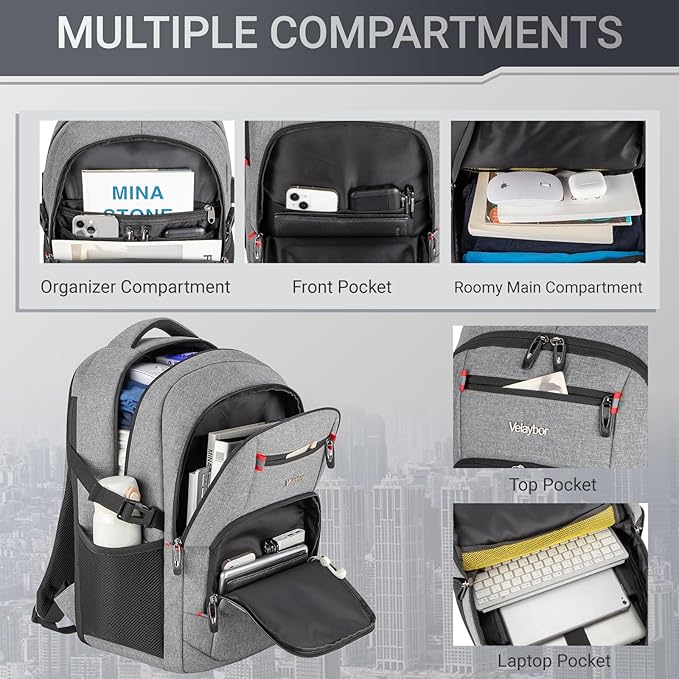 40L Expandable Laptop Backpack, Anti-thief Travel Backpack with USB Charging Port, Airline Approved Business Waterproof Carry on Luggage, Fits 15.6" Laptop for Men Women