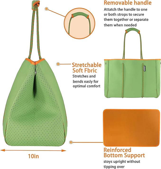 QOGiR Neoprene Multipurpose Beach Bag Tote with Inner Zipper Pocket … … … …