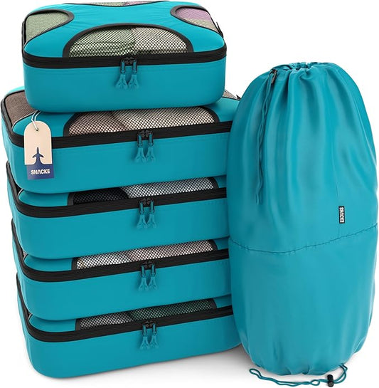 Shacke 6 Set Packing Cubes for Travel - Compression Packing Bags/Travel Organizer - Luggage Organizer Bags for Traveling - Travel Essentials for Women - Cruise Must Haves Packing List