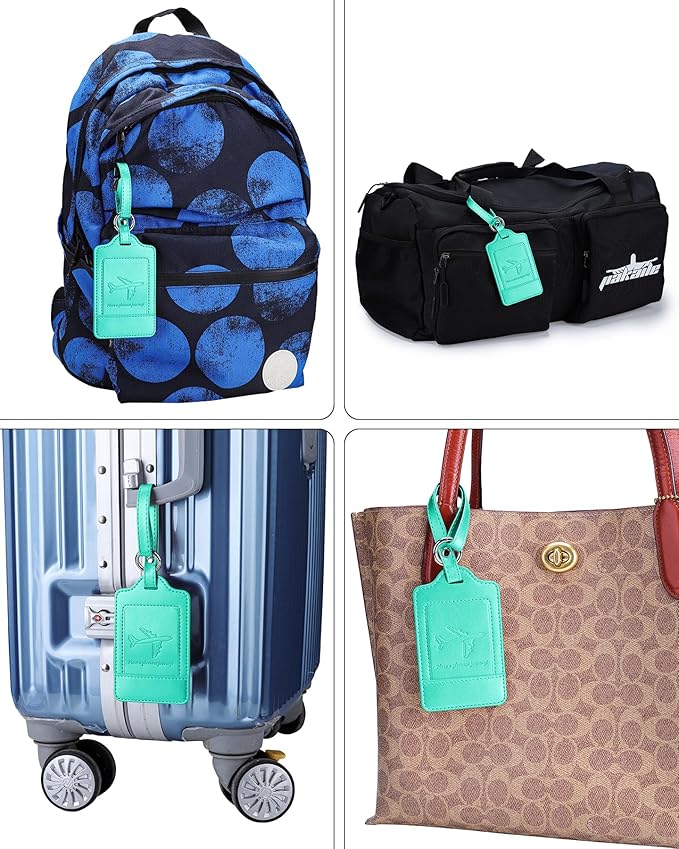 Teskyer Luggage Tags, 3 Pack Premium PU Leather Luggage Tags Privacy Protection Travel Bag Labels Suitcase Tags