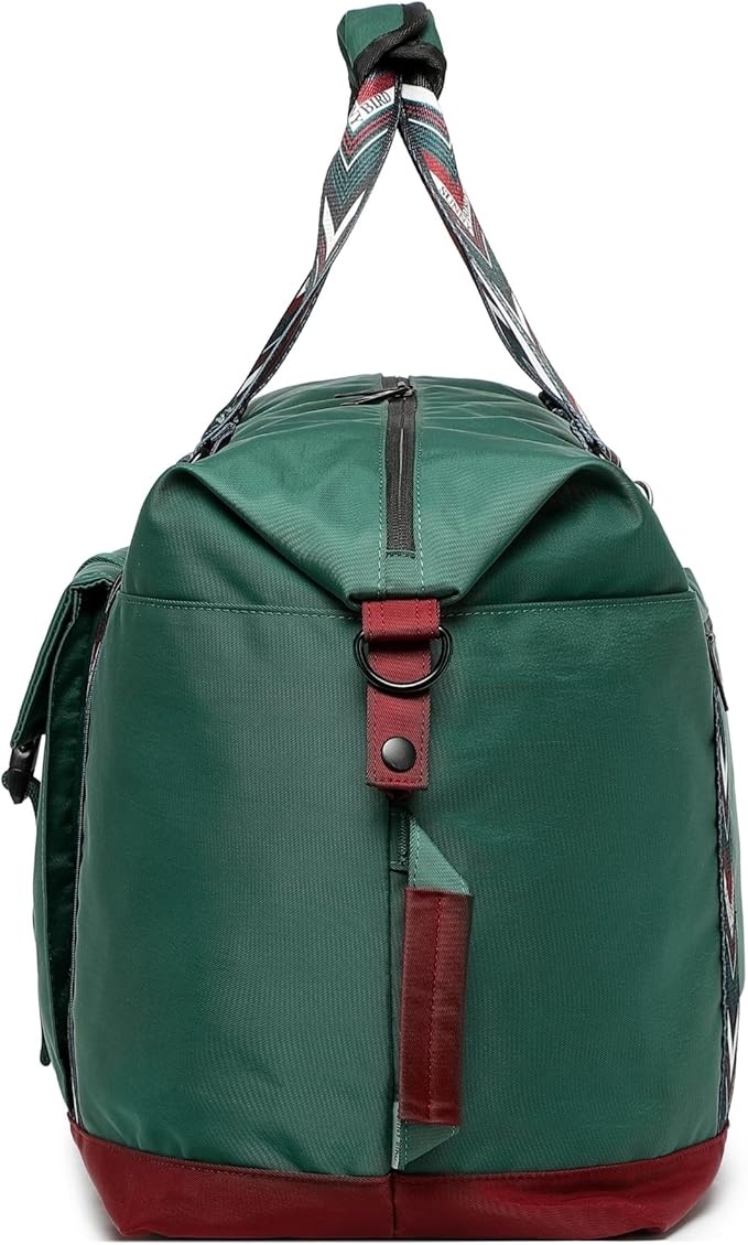 SUNNY BIRD Duffel with Utility Pouch, 40L Weekender Overnight Bag with Shoe Compartment for Travel and Sports (Greenboho)