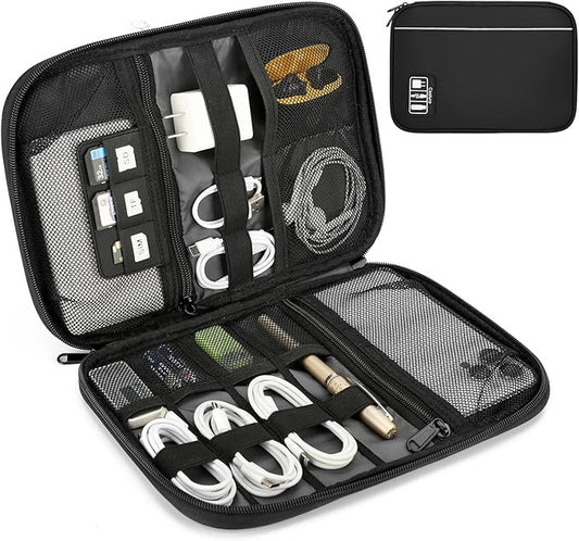Electronic Organizer Travel Case, All-in-One Portable Cable Organizer Bag for Storage, Cord Organizer Tech Accessories for Cables, Chargers, Power Bank, Flash Drive,SD Card
