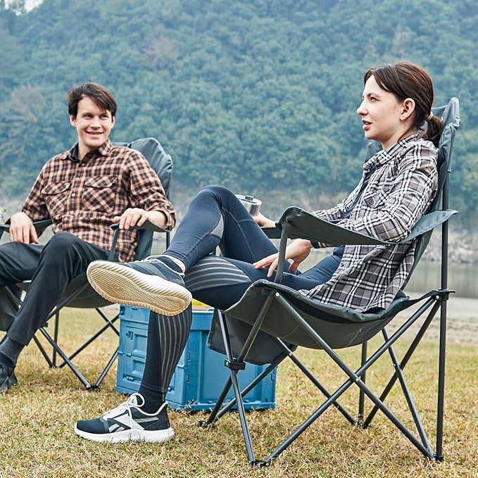 EVER ADVANCED Camping Chairs, Lawn Chairs Outdoor Sports Chairs, Folding Chair Camping Chairs for Adults, Supports 400lbs