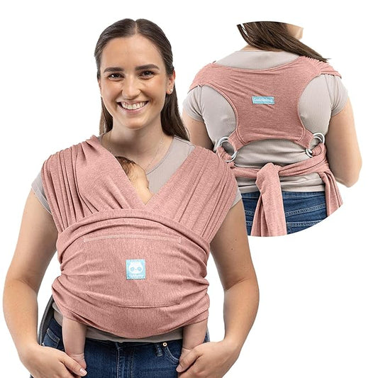 CuddleCarry™ Pre-Wrapped Baby Ring Sling by CuddleBug - Adjustable, Lightweight Baby Carrier Wrap - Ergonomic Front Carry for Newborn to Toddler (0-36m, 8-35 lbs) - Pink
