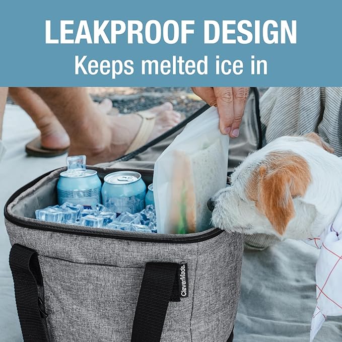 CleverMade Collapsible Insulated Cooler Bag – Leakproof Soft Folding Cooler for Beach, Travel, Car