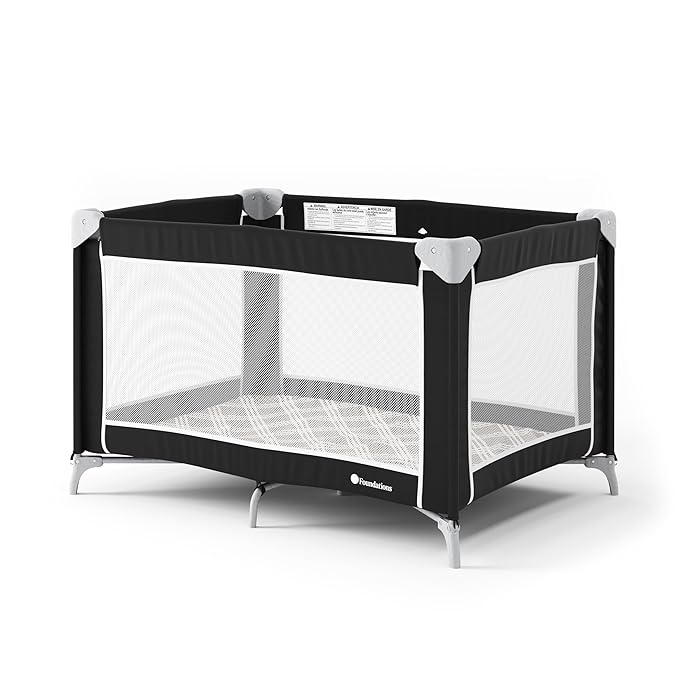 Foundations Sleep 'N Store Baby Pack and Play Yard - Portable Playpen for Toddlers, Foldable Travel Playpen with Storage Bag & Foam Mattress, Durable Design for Hotels & Daycares - Graphite